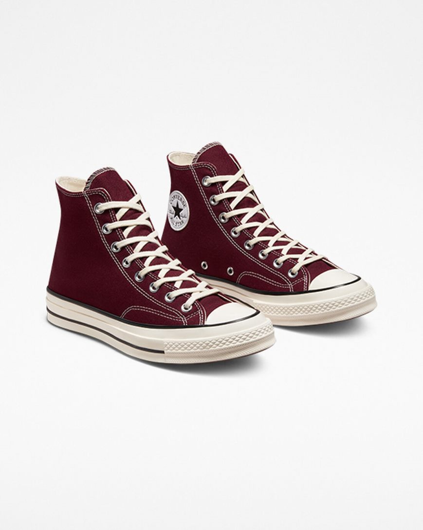 Tenis Converse Chuck 70 Lona Cano Alto Masculino Vermelhas Escuro Pretas | PT D004389